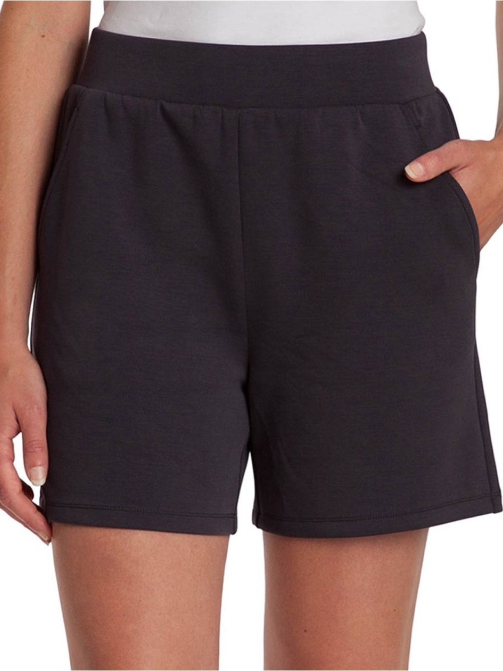 Women's Lazypants Pull-On Casual Luxe Shorts - Dark Gray Charcoal Size Large NWT